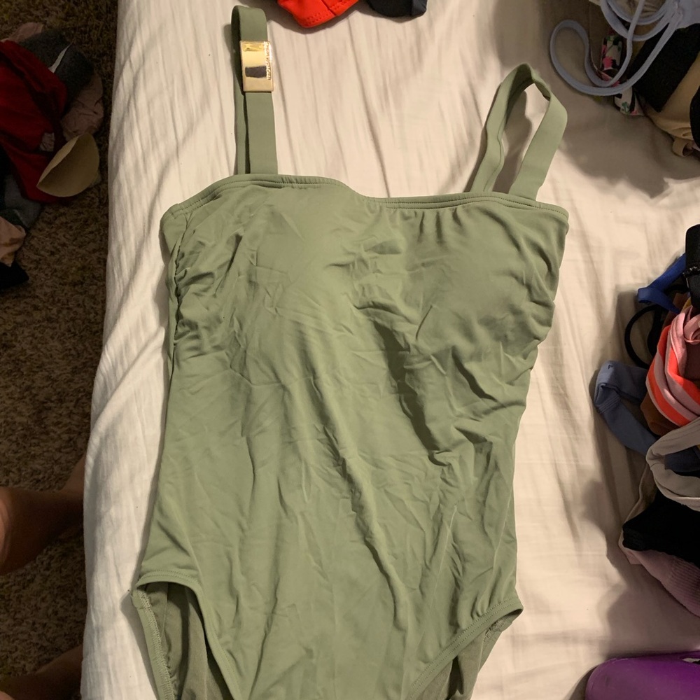 Olive Green Michael Kors One Piece Swimsuit, Size Medium